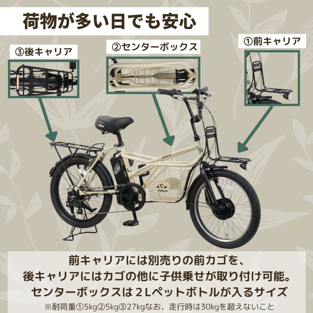 【100%完成納品】PELTECH(ペルテック) GRC-515L 電動アシストeカーゴバイク 20インチ 外装7段 *販売証明書付き