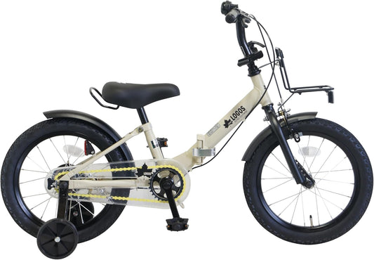 LOGOS(ロゴス) 16インチ 折り畳み 幼児自転車 (補助輪&一本スタンドセット付)