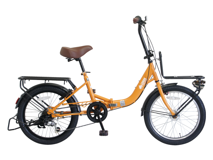 LOGOS(ロゴス) 20インチ 折り畳み自転車 外装6段変速 前後キャリア付き 大型砲弾オートライト付き