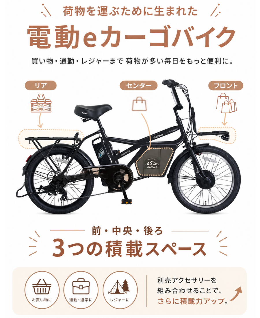 【100%完成納品】GRC-515L 電動アシストeカーゴバイク 20インチ 外装7段 ＊販売証明書付き