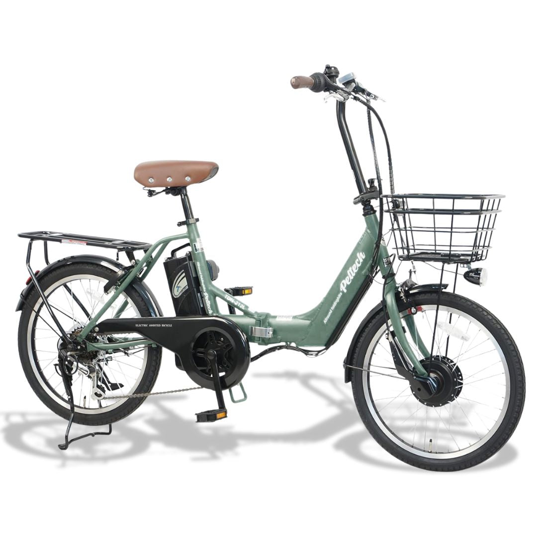 20インチ アルミ折り畳み電動アシスト自転車 フル装備 外装6段変速【簡易組立必要品】(TDN-212L)＊販売証明書付き