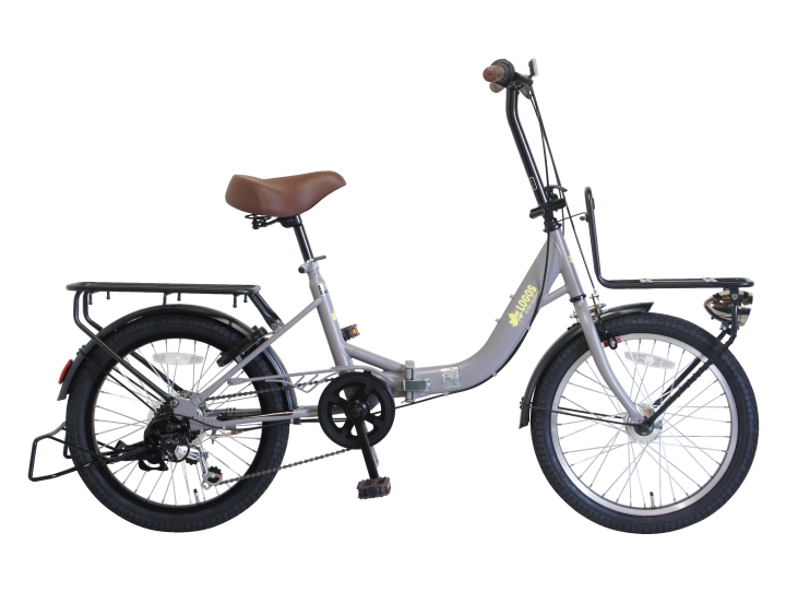 LOGOS(ロゴス) 20インチ 折り畳み自転車 外装6段変速 前後キャリア付き 大型砲弾オートライト付き